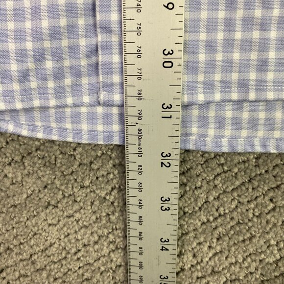 Eton Contemporary Shirt Men's 42 16.5 Button Up Front Lilac Blue Gingham Check - Picture 8 of 11